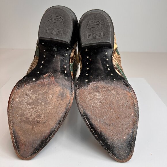 Justin Boot Women 8.5 Hand Painted Python Cowboy Work Party Limited USA Core Ex - Picture 13 of 15